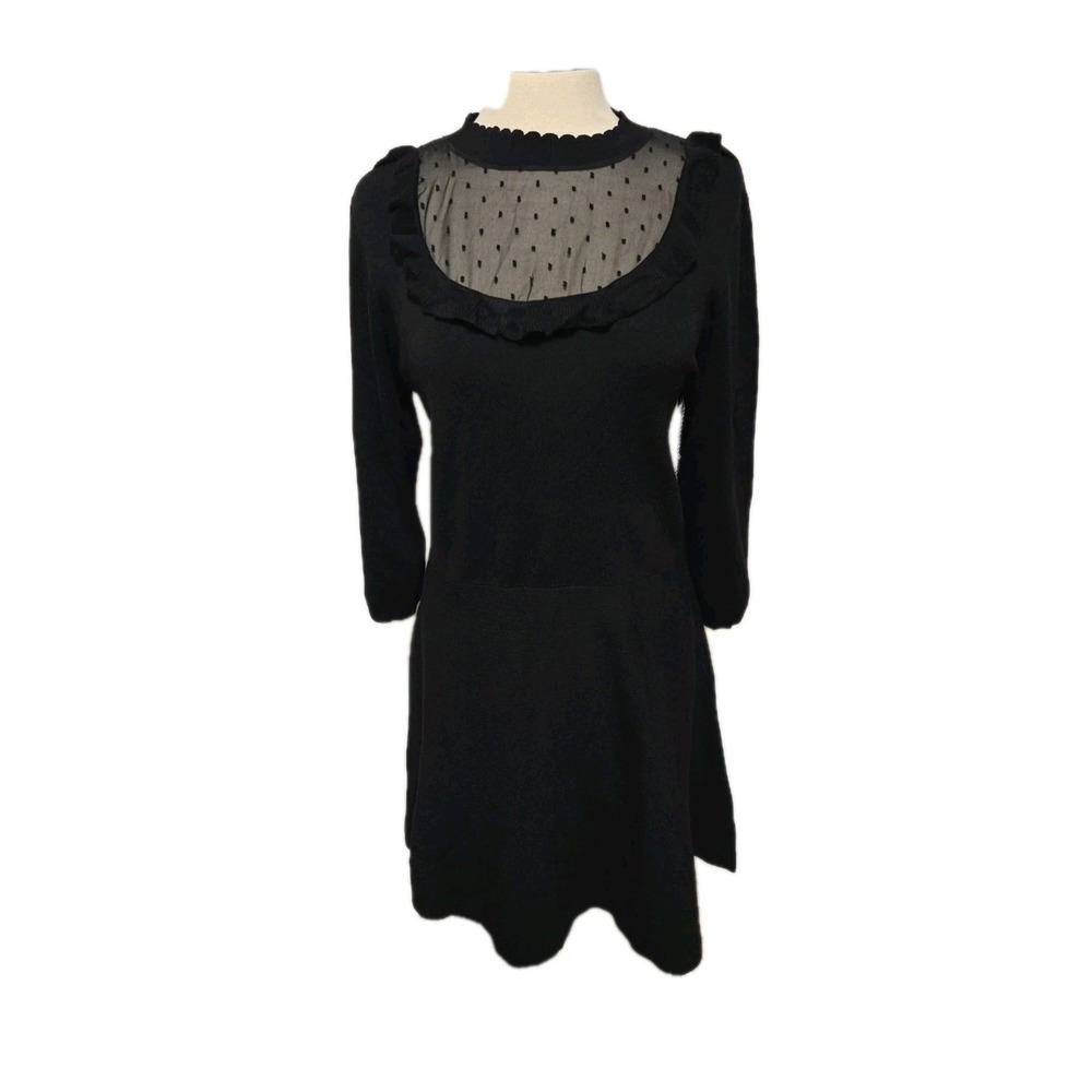 Draper James RSVP Sweater Dress Size 1X 3/4 Sleeve Solid Black